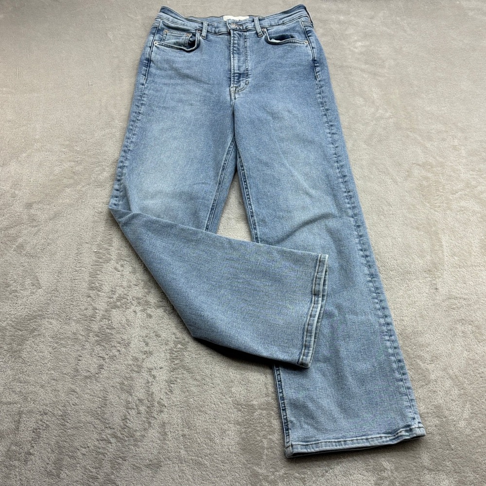 Boden Straight Leg Jeans Women 28 Light Blue High Rise Stretch Minimalist Denim